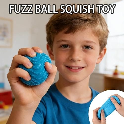 Fuzz Ball Squishy Stress Ball, Stress Fun Desk Fuzz Squeeze Ball, Squishy Ball Calming Tactile Grip for Focus & Relaxation (Pink) thumbnail 4