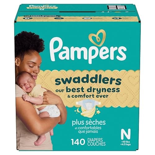 Pampers Swaddlers Diapers, Size 0 (up to 10 lbs), 140 Count, Absorbent, Keeps Baby Dry and Comfortable, Skin Safe Disposable Baby Diaper (Packaging May Vary) thumbnail 17
