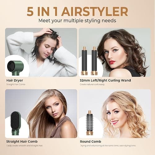 Air Brush 5 en 1 Hair Styler Airbrush 5 en 1 avec Seche Cheveux, Brosse Soufflante, Fer a Boucler, Thermal Brush, Brosse Lissante Seche Cheveux 5 en 1 pour Sécher, Boucler, Lisser thumbnail 2