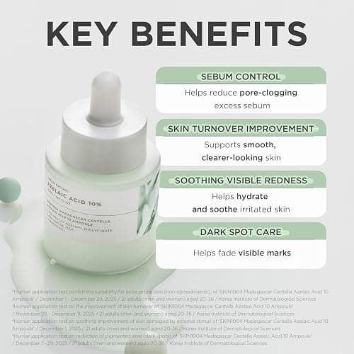 SKIN1004 Azelaic Acid 10% Ampoule, Hydrating Face Serum for Blemish-Prone & Irritated Skin, Soothing Care for Visible Marks with Centella, Niacinamide-Free, Korean Skin Care, 1.01 fl.oz / 30ml thumbnail 4