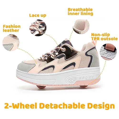 Wooowyet Roller Skate Shoes for Kids Boys Girls Rechargealbe Wheels Sneakers Fashion Roller Wheeled thumbnail 2