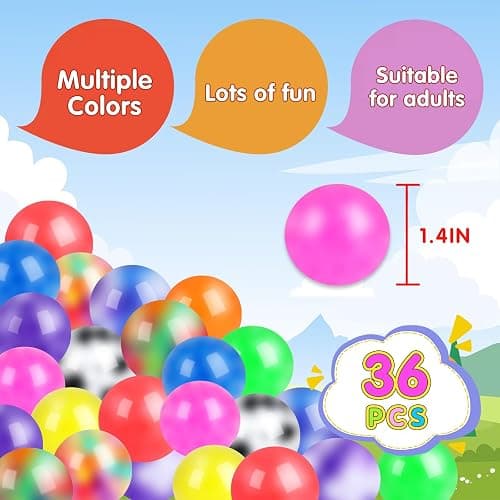 36 Pack Squishy Ball, Stress Balls Bulk for Adults, Anti-Anxiety and Fidget Balls to Relax, Birthday Gifts thumbnail 2