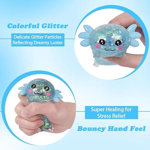 Axolotl Squishy Stress Ball, Soft TPR Slow Rising Squeeze Toy, Cute Axolotl Fidget Toy for Stress Relief, Anxiety Calming Sensory Toy for Kids Adults(Blue Lie Axolotl) thumbnail 4