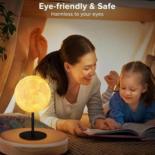 Moon Lamp Small Table Lamp for Bedroom, Dimmable Table Lamp with 30 Modes, Night Light Bedside Lamps for Night Stands, Desk Lamp for Living Room, Office, Dorm, Gifts for Kids Teens (Inline Control) thumbnail 9