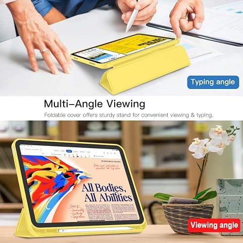 iMieet iPad (A16) Case 11th Gen/iPad 10th Generation Case [11-Inch 2025/10.9 Inch 2022] with Pencil Holder, Trifold Stand Smart Cover with Soft TPU Back,Auto Wake/Sleep(Yellow) thumbnail 3