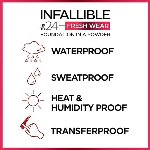L'Oreal Paris Makeup Infallible Fresh Wear Foundation in a Powder, Up to 24H Wear, Waterproof, Porcelain, 0.31 oz. (Packaging May Vary) thumbnail 6