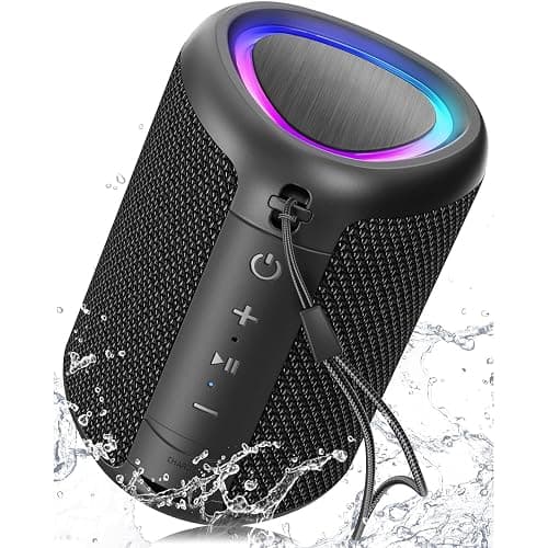 Portable Bluetooth Speaker with Lights, Powerful Crystal Clear Sound, IPX5 Waterproof, All Day Playtime, AUX&TF-Card Input, Bluetooth 5.3, TWS Paring, Small Wireless Speaker for Outdoor, Gift Ideas - Image 1