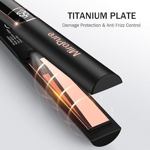 MiroPure Flat Iron Hair Straightener, 1 Inch Titanium Plates Hair Straightener with 15S Heat-up, Professional MCH Ceramic Negative Ion Hair Iron Dual Voltage for Women Hair with Auto Shut-Off thumbnail 8