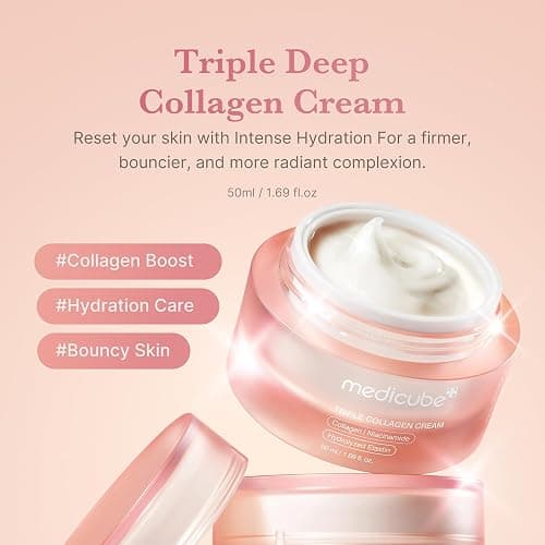 medicube Triple Collagen Cream - Hydrating & Firming Moisturizer with Hyaluronic Acid, Premium Elastin, Shea Butter - Wrinkle Care & Boosts Elasticity - Korean Skincare, 1.69 oz thumbnail 2