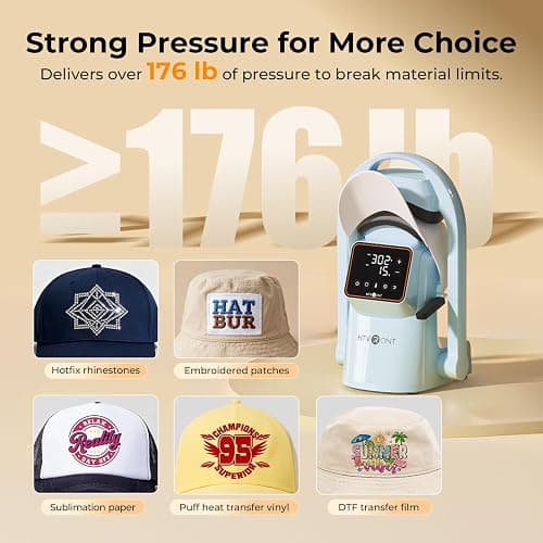 HTVRONT Auto Hat Press Machine - Hat Heat Press Machine with Precise Temp&Timer Control, A300 Hat Heat Press Machine for Caps with 2 Platens, Compatible with DTF Film, Embroidery Patches, Sublimation thumbnail 3