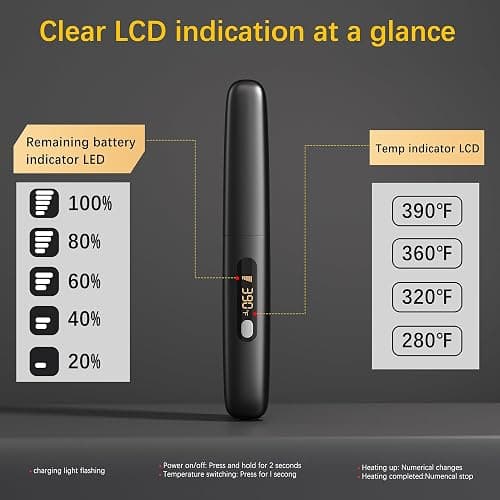 Cordless Hair Straightener Curler 2 in 1 Ceramic Flat Iron Mini Portable Fast Heating 30s 4500mAh Battery 4 Temp Adjustments LCD Display USB Rechargeable for Women Men with Pouch (Black) thumbnail 5