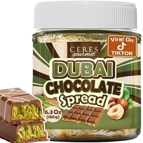 Dubai Chocolate Spread – 6.3 oz Jar with Pistachio, Kataifi & Gourmet Dubai Chocolate Filling for Pancakes, Breakfast, Snacks, and Desserts - Image 1