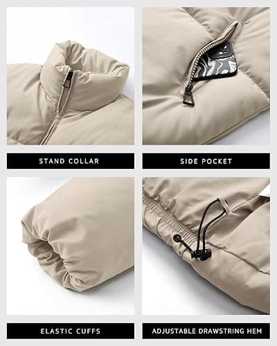 WHN Women Puffer Jacket Coat Winter Quilted Outerwear 2025 Trendy Long Sleeve Puffy Warm Casual Outfit thumbnail 3