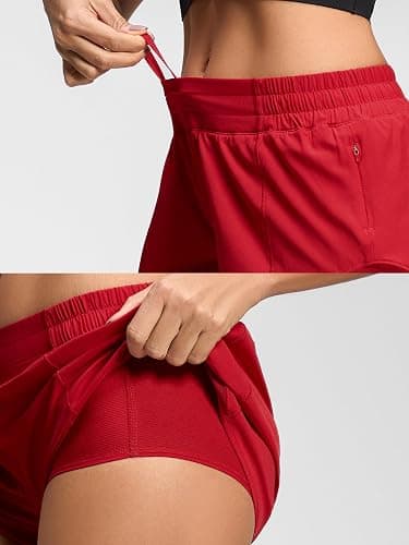 MCEDAR Women's Running Shorts Low Waisted 2.5"，Lightweight Active Workout Quick Dry Gym Athletic Sports Shorts Zip Pocket thumbnail 2