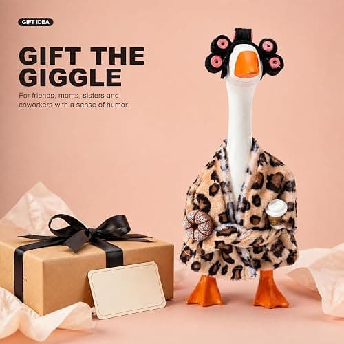 DWHSTGUU Desk Goose Outfit Fall for 7 Inch Magnetic Goose, Mini Goose Statue Clothes for Office Table Decoration (Leopard) thumbnail 7