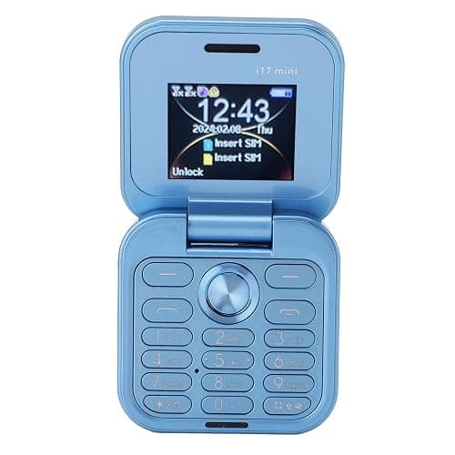 Brrnoo Flip Small Cell Phone Dual Nano SIM Media Player HD Rear Camera LED Flashlight GSM Network Seniors (Blue) - Image 1