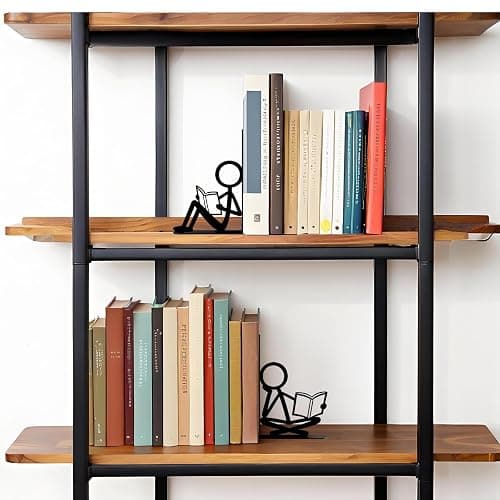Metal Decorative Bookends Unique Cool Home Desk Bookend Funny People Books Ends Bookshelf Decor for Library Office School Livingroom Ideal Gifts for Book Lovers thumbnail 5