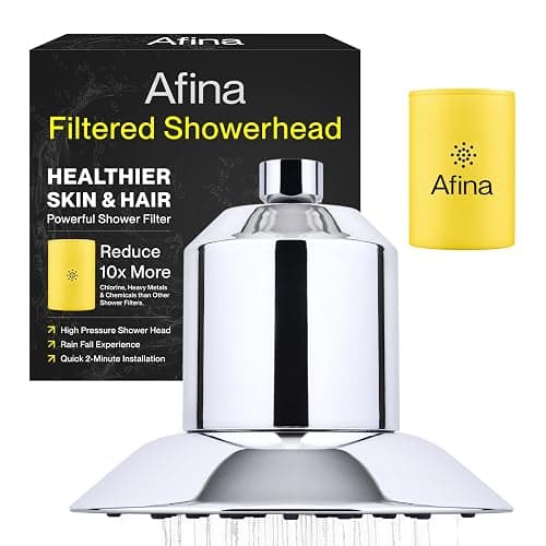 Afina Filtered Shower Head - Water Softener Showerhead with KDF-55 Filter for Hard Water - High Pressure Rain Fall Experience - Universal Fit (Chrome) - Image 1