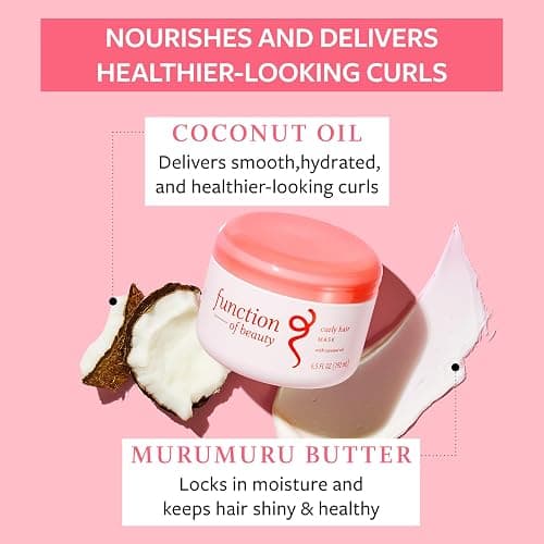 FUNCTION OF BEAUTY Hair Mask for Curly Hair, 6.5 oz Each (2-Pack) - Deep Conditioning Formula With Coconut Oil and Shea Butter for Smooth, Hydrated, Healthier Looking Curls thumbnail 2