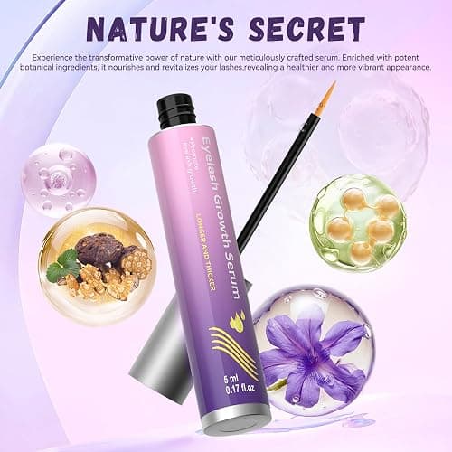 Lash Serum Natural & Vegan Eyelash Growth Serum for Longer, Thicker, Fuller Lashes Nourishing & Conditioning Formula Safe for Sensitive Eyes - 5ml thumbnail 5