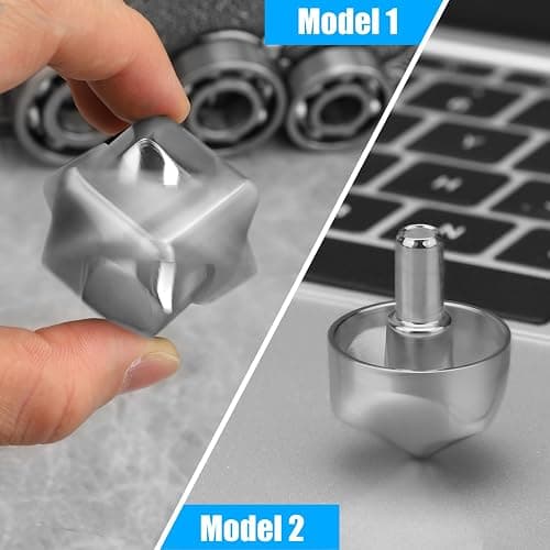 Desk Gear Fidget Cube Spinner for Kid Adult, Spinning Top Metallic Fidget Toys for Anti-Anxiety Stress Relief Autism, 2-in-1 Cube Focus Toy for Desktop Office Classroom Black thumbnail 7