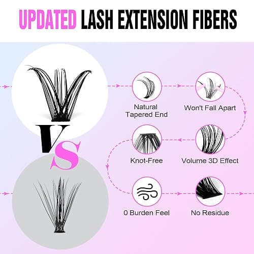 Pawotence Lash Clusters 280pcs Individual Lashes Cluster Eyelash Extensions 50D 9-16mm Mix Eyelash Clusters Lash Extension for Self Application at Home (50D, 0.07D, 9-16mm) thumbnail 4