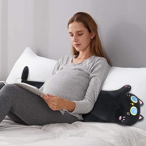 Sprinqdawin Long Black Cat Plush Pillow,35.5" Large Black Cat Stuffed Animal,Kawaii Cat Plush,Cuddly Sleeping Hugging Stuffed Animal, Giant Cute Body Pillow,Plush Toy Gift for Kids Birthday thumbnail 9