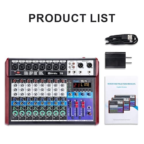 W IN-MIX Professional 8 Channel Mixer with Bluetooth, USB Recording, 48V Phantom Power & 24 DSP Effects – Studio & Live Console for DJ, Streaming and Karaoke thumbnail 9