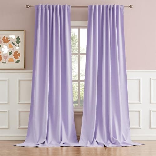 DUALIFE Lavender Curtains Room Darkening Curtains,Rod Pocket and Back Tab Thermal Insulated Drapes 52x120 Inch,2 Panels - Image 1
