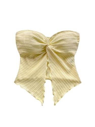 Milumia Girl's Strapless Tube Top Twist Front Asymmetrical Split Sleeveless Bandeau Tops - Image 1