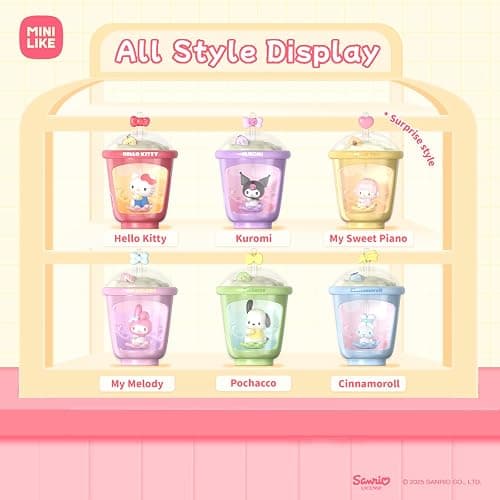 MINI LIKE Sanrio Blind Box Light Up Absorption Movable Swing Toy Hello Kitty Kuromi Cinnamoroll Pochacco My Melody Sweet Piano Milk Tea Cup Series for Home Car Decor Birthday Gifts, Random One Figure thumbnail 6