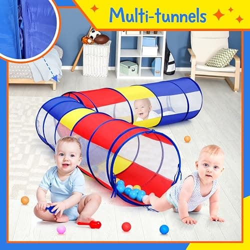 Kids Play Tunnel for Toddlers, Pop Up Crawl Through Tunnel Play Tent for Baby Infant Children or Dog with 2 Mesh Sides, Kids Tunnel Toys or Gift Indoor & Outdoor (Colorful Crawling Tunnel) thumbnail 7