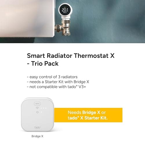tado° Smart Radiator Thermostat X – Trio Pack, Heating Control via App and Smart Speaker (Alexa, Siri, Google Assistant), Save Heating Costs, DIY Installation thumbnail 3