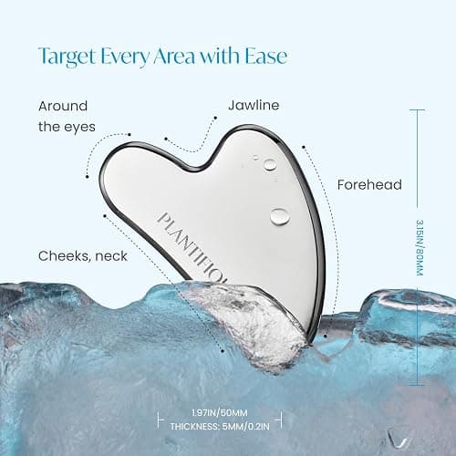 PLANTIFIQUE Stainless Steel Gua Sha Facial Tool - Anti-Aging Guasha Tool Face Massager for Tension Relief, Reduced Puffiness, and Lymphatic Drainage, Skincare Body Gua Sha thumbnail 3