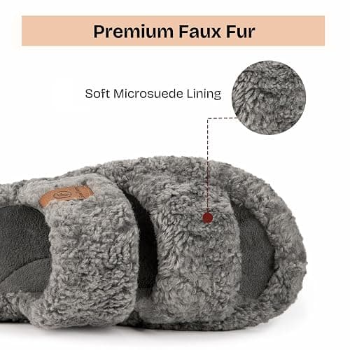 EverFoams Womens Fuzzy Open-toe Slippers Soft Comfy Memory Foam Indoor House Shoes thumbnail 5