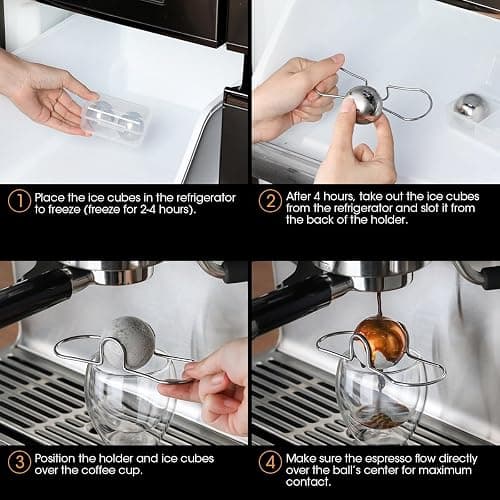 AIEVE 2 Pack Espresso Cooling Ball, Stainless Steel Frozen Ice Rock for Coffee, Espresso Accessories Extract Brew Chilling Tool Chiller Gift for Birthday, Valentine's Day, Christmas thumbnail 8
