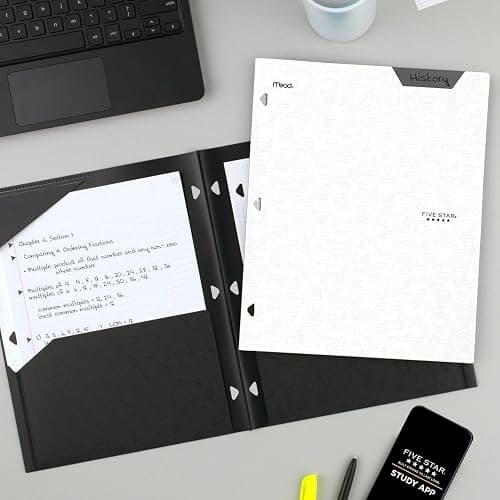 Five Star 2-Pocket Folder, Plastic Folder with Stay-Put Tabs, Fits 3-Ring Binder, Holds 8-1/2" x 11" Paper, White (333420I-ECM) thumbnail 7