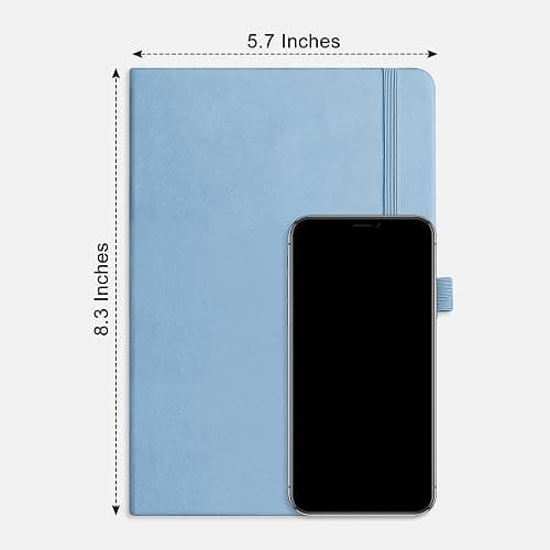 RETTACY Blank Journal Notebook, 192 Pages, A5 Medium Size (5.7'' x 8.3''), Leather Hardcover, 100 GSM Thick Paper, for Sketching, Drawing, Painting (Light Blue)  thumbnail 8