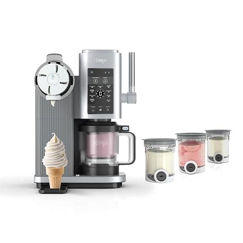 Ninja CREAMi Scoop & Swirl Ice Cream and Soft Serve Maker, Oprah's Favorite Things 2025, 13 Programs, Soft Serve Handle & (4) CREAMi 2-in-1 16oz Pints, Gift for Kids & ALL ages, NC701 - Image 1