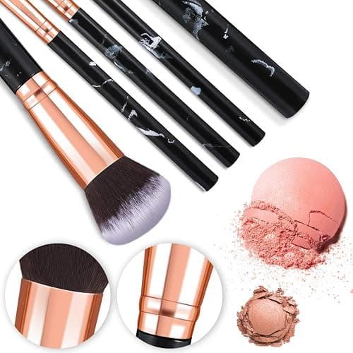 Makeup Brushes 10Pcs Marble Makeup Brush Set Foundation Powder Blush Blending Eyeshadow Brushes Sets thumbnail 4