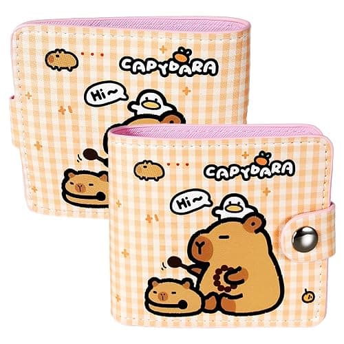 Small Cute Pink Capybara Wallet for Women, Short PU Leather Zipper Cute Coin Purse,Kawaii Animal Print Money Organizer Lightweight Coin Purse,Ideal Accessory & Birthday Gifts thumbnail 4