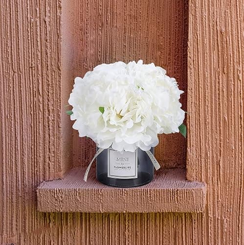 MOOMASS Artificial Peony and Glass vase Decoration, Ins Style Artificial Flower Glass Bottle Set thumbnail 6
