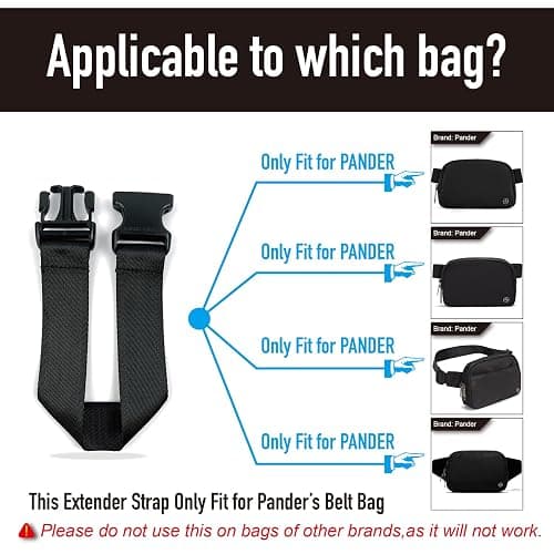 Pander Belt Bag Strap Extender – Fits Only Pander 1L and Larger Belt Bags, Adds 13.5” Length, Nylon Extension Strap, Not for Other Brands, Black thumbnail 2