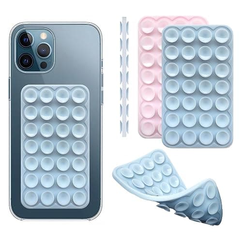 DreamsLink.LC Silicone Double-Sided Suction Phone Mount, BabyPink+Babyblue | Detachable Sticky Phone Grip Hands-Free for Selfies & Videos, Trending TikTok items Gift for Content Creators, 3.74″x2.2″ - Image 1