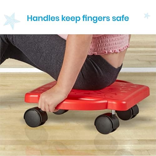 hand2mind Red Heavy-Duty Indoor Scooter Board with Handles, Floor Scooter, Sit Down Scooter, Gym Activities for Kids, Indoor Recess Games, Sport Scooters, Physical Education Equipment, Gross Motor Toy thumbnail 7