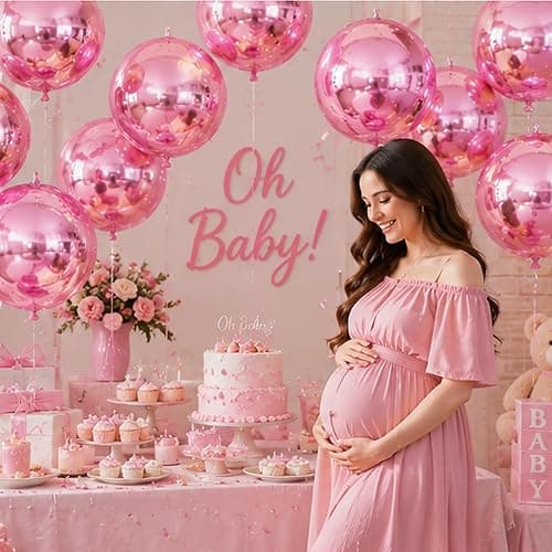 14 Pcs Pink Round Foil Balloons Light Baby Pink Metallic 4D Balloons | Pink Mylar Balloon Chrome for Pink Cute Halloween Christmas Birthday Baby Shower Anniversary Grad New Year Party Decorations thumbnail 6