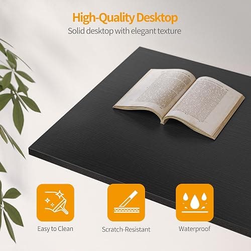 CubiCubi Computer Desk with 2 Drawers, 55 Inch Small Home Office Desk Study Writing Table, Black thumbnail 7
