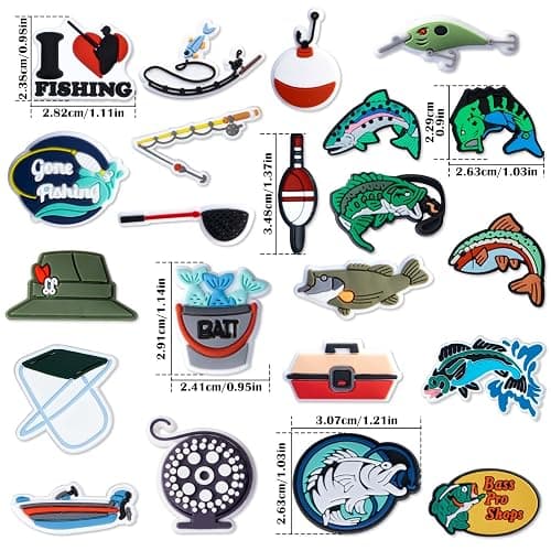 LUNINGLA Fishing Sport Shoe Charms, Cute Cartoon Outdoor Fishing Shoe Charms Accessories for the Fishing Lover Adults thumbnail 2