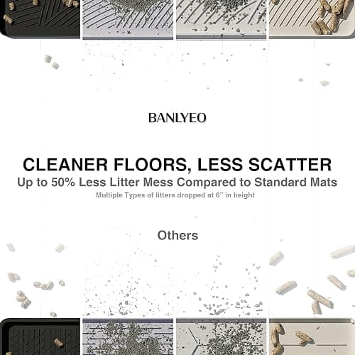 BANLYEO L Cat Litter Mat - 34x22 in, Water Proof, US Designed Kitty Litter Trapping Mat, Easy to Clean, Scatter Control, Odorless, Less Mess and Clean Floors, Pet Supplies for Indoor Cats, Warm Beige thumbnail 6