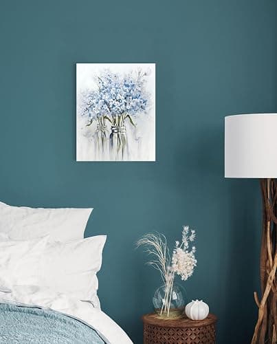 YPY Blue Flowers Canvas Wall Art: Abstract Bouquet in Vase Artwork Prints for Teen Girl Bedroom Blue Floral Picture Poster Bathroom Decor 12" x 15" thumbnail 3